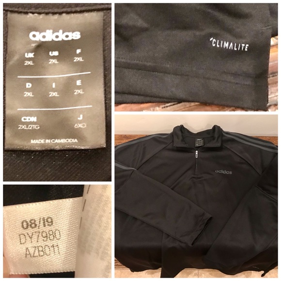Adidas Climalite 2XL black quarter zip warm up track jacket - Picture 3 of 8